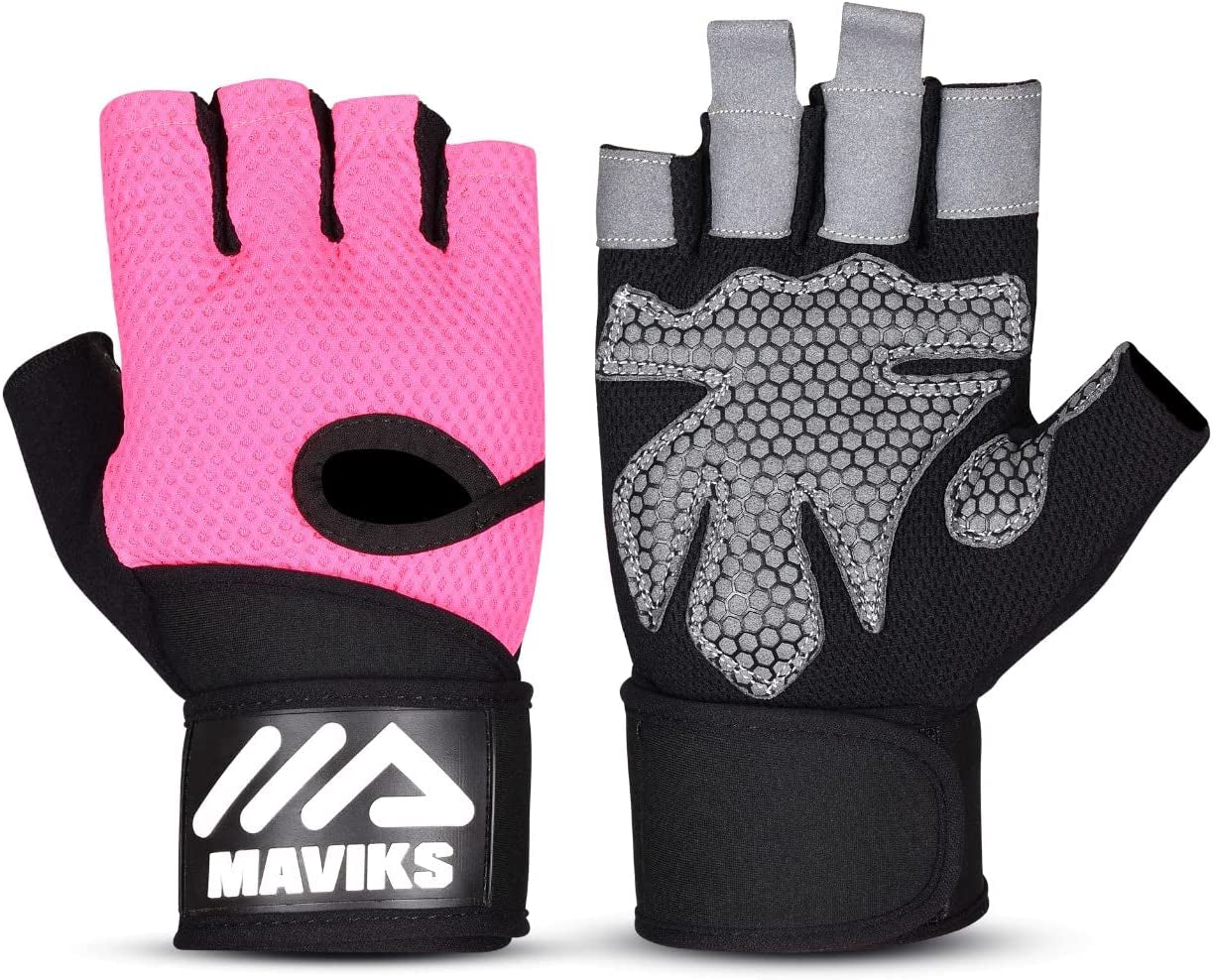 Workout Gloves for Men and Women Weight Lifting Gloves with Wrist Wrap Support for Gym Training Weightlifting Crossfit Pull-Ups Exercise Glove for Ladies & Gents