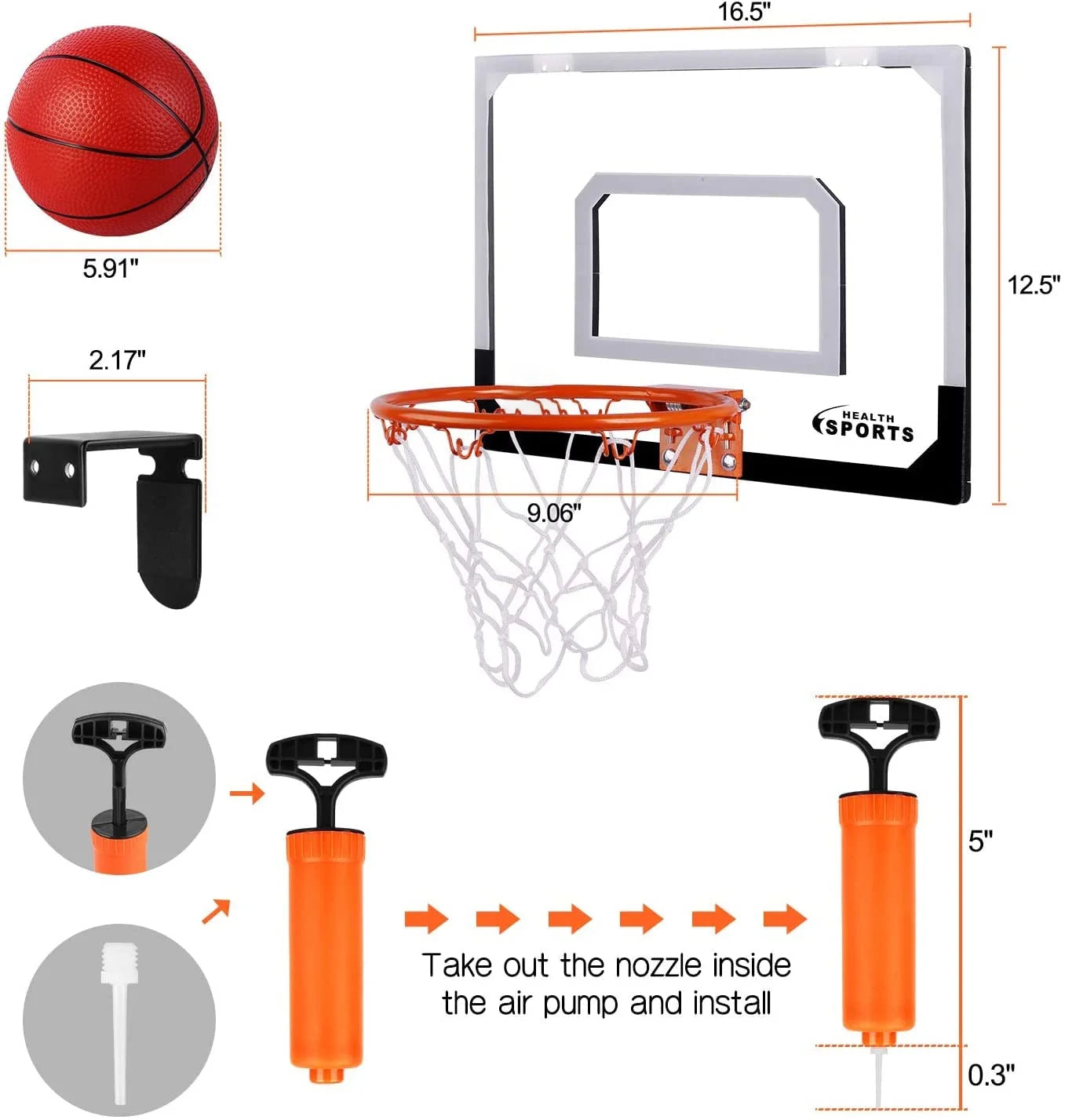 Basketball Hoop Indoor, over the Door Basketball Hoop, Indoor Outdoor Mini Basketball Hoop Birthday Gift Toy for Kids & Adults