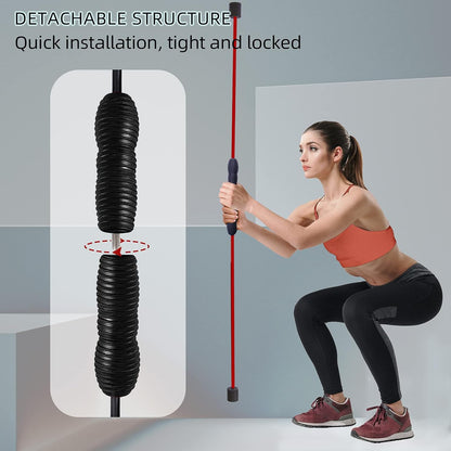 Elastic Fitness Bar, High-Frequency Vibration Workout Bar Total Body Exercise Strength Training Bars for Frozen Shoulder Physical Therapy, Aerobics, Yoga, Pilate, Resistance in Home Gym